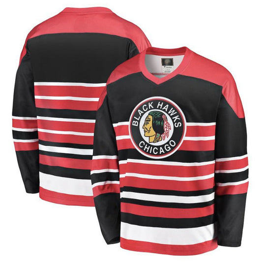 C.Blackhawks Blank Player Fanatics Reverse Retro Black-Red Hockey Jerseys