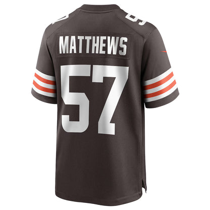 C.Browns #57 Clay Matthews Player Brown Home Game Football Jerseys