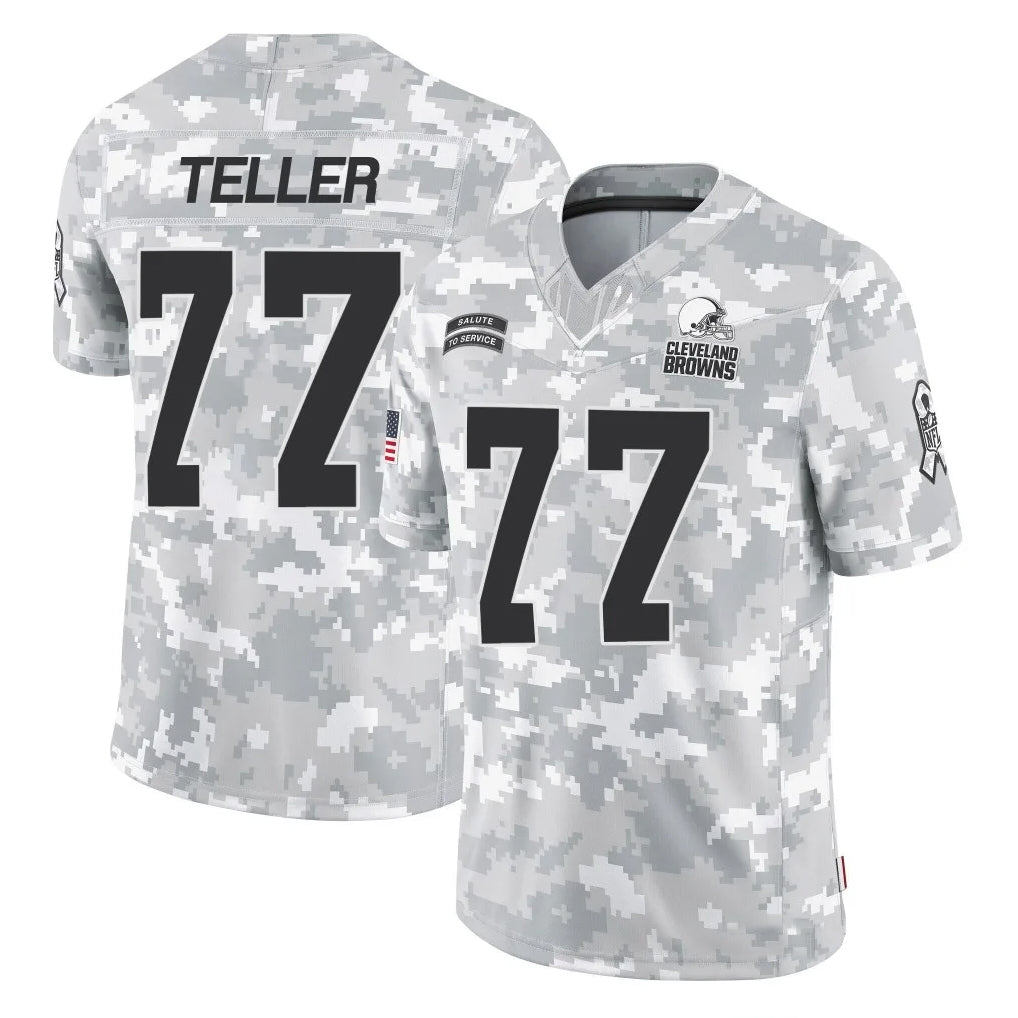 C.Browns #77 Wyatt Teller Player Arctic Camo Salute to Service Limited Football Jerseys