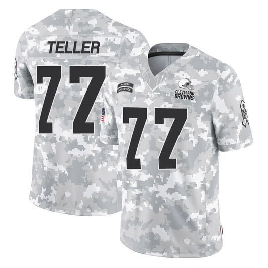 C.Browns #77 Wyatt Teller Player Arctic Camo Salute to Service Limited Football Jerseys