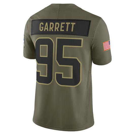 C.Browns #95 Myles Garrett Player Olive Salute to Service Limited Football Jerseys