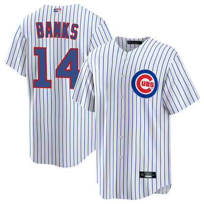 C.Cubs #14 Ernie Banks Player White Pinstripe Game Baseball Jerseys
