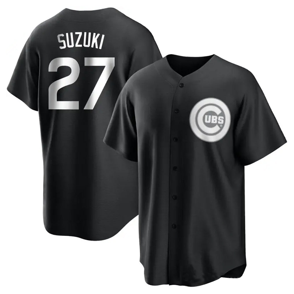 C.Cubs #27 Seiya Suzuki Player Black Replica Game Baseball Jerseys