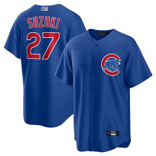 C.Cubs #27 Seiya Suzuki Player Blue Replica Game Baseball Jerseys