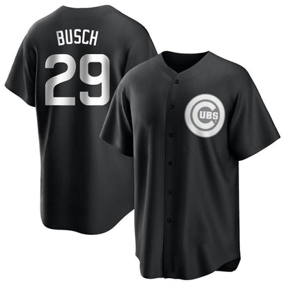 C.Cubs #29 Michael Busch Player Black Replica Game Baseball Jerseys