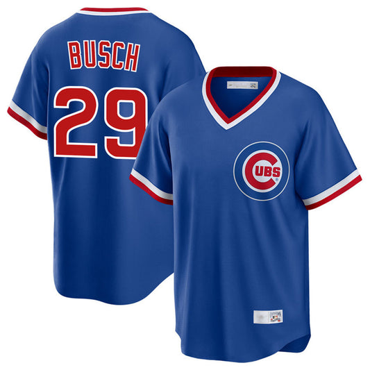 C.Cubs #29 Michael Busch Player Blue Cooperstown Baseball Jerseys