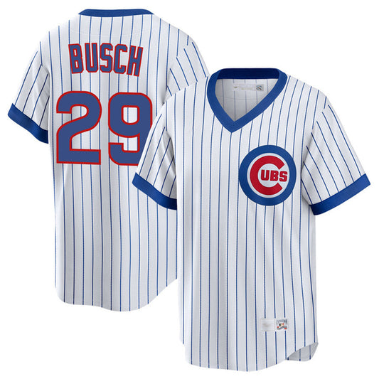 C.Cubs #29 Michael Busch Player White Cooperstown Baseball Jerseys