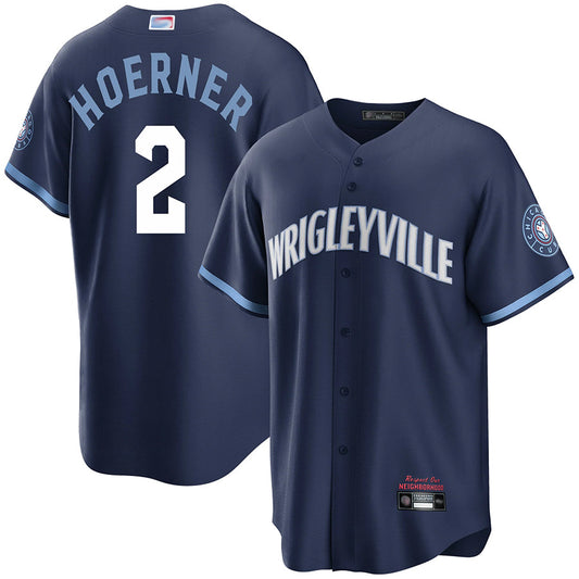 C.Cubs #2 Nico Hoerner Player Navy City Connect Game Baseball Jerseys