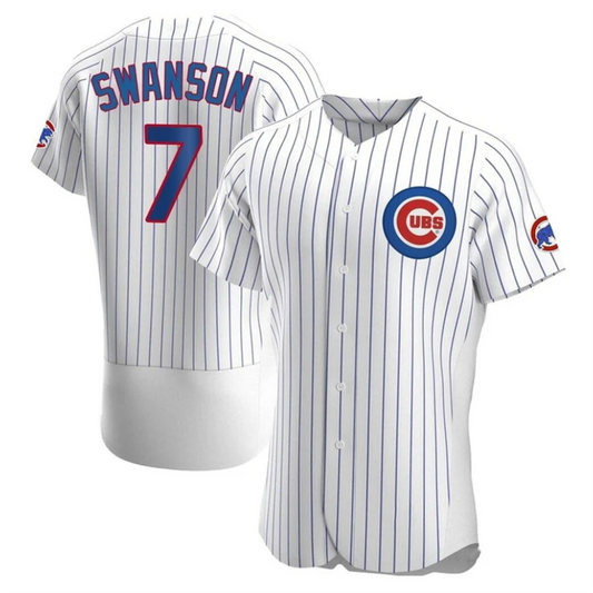 C.Cubs #7 Dansby Swanson Player White Home Limited Elite Baseball Jerseys