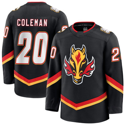 C.Flames #20 Blake Coleman Player Fanatics Premium Black Hockey Jerseys