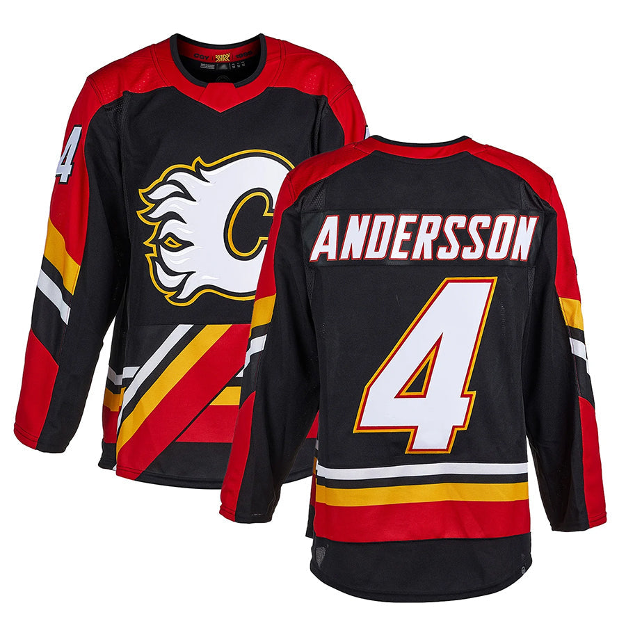 C.Flames #4 Rasmus Andersson Player Fanatics everse Retro Black Hockey Jerseys