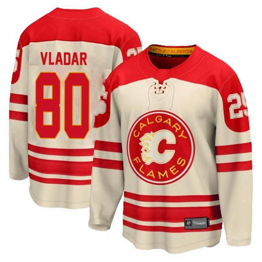 C.Flames #80 Daniel Vladar Player Fanatics Cream Heritage Classic Breakaway Hockey Jerseys