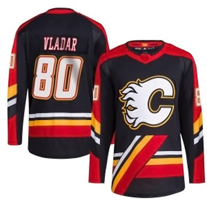 C.Flames #80 Daniel Vladar Player Fanatics Breakaway Red Hockey Jerseys