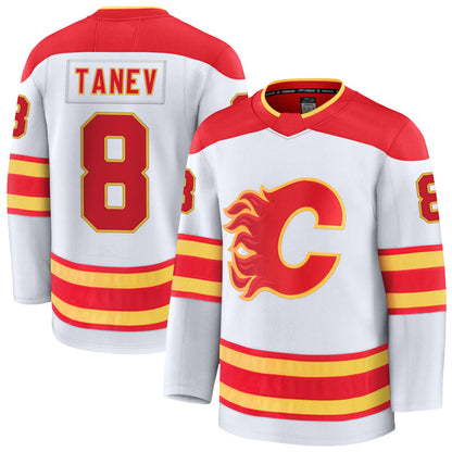 C.Flames #8 Christopher Tanev Player Fanatics Premium Home White Hockey Jerseys