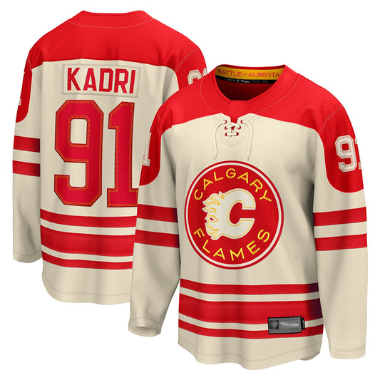 C.Flames #91 Nazem Kadri Player Heritage Classic Fanatics Breakaway Cream Hockey Jerseys