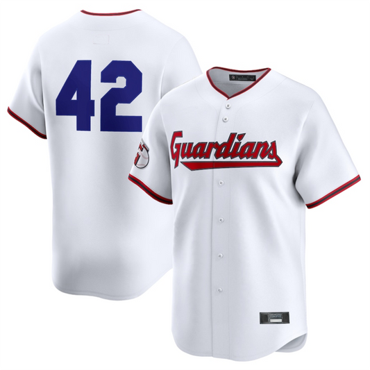 C.Guardians #42 Player White Home Limited Game Baseball Jerseys