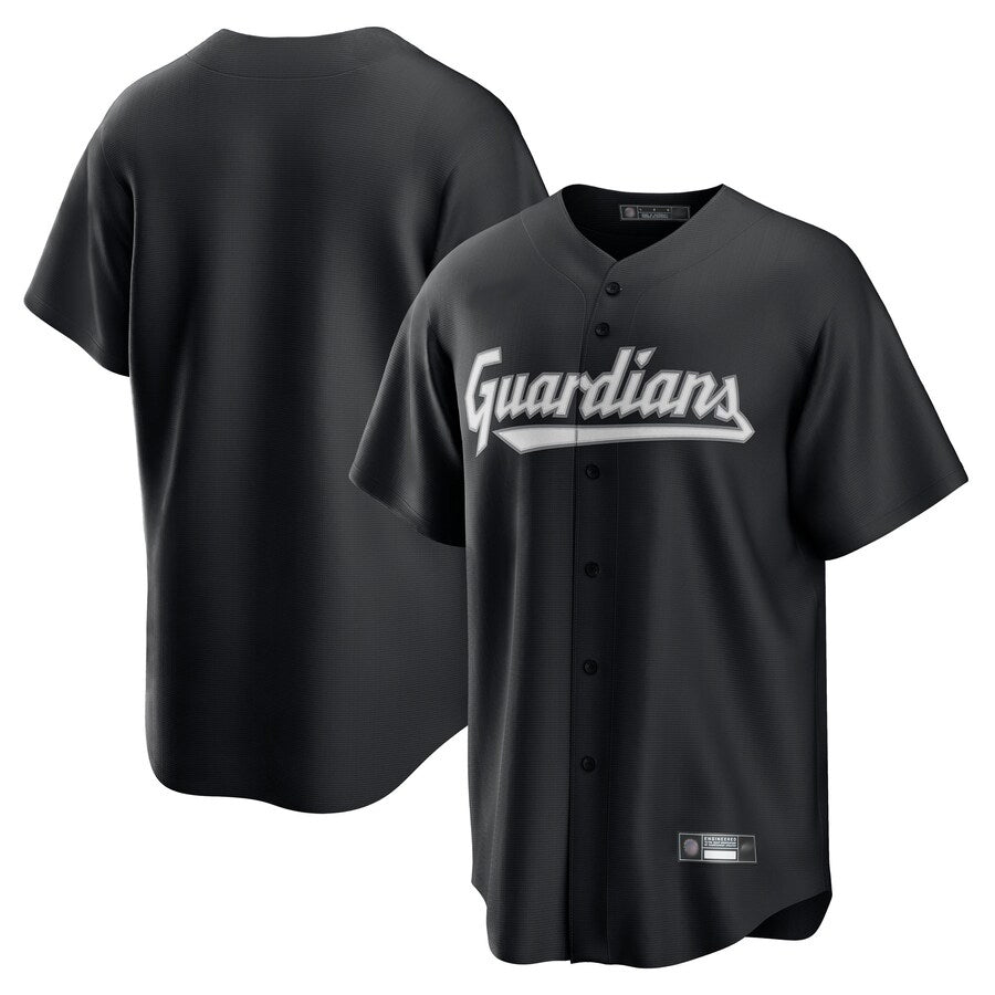 C.Guardians Blank Player Black Lights Out Replica Baseball Jerseys