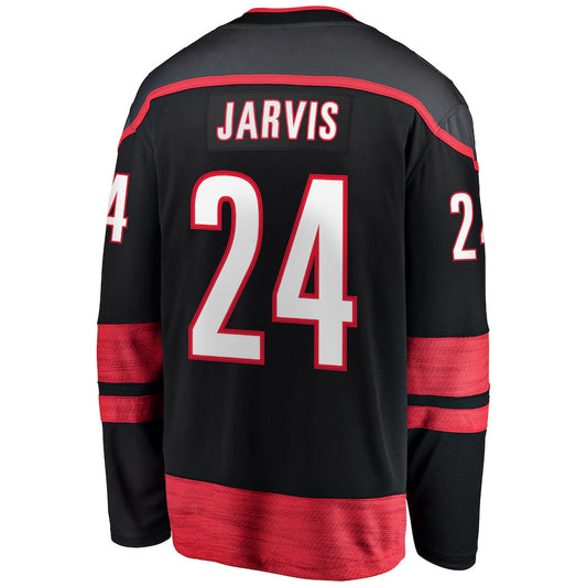 C.Hurricanes #24 Seth Jarvis Player Fanatics Home Breakaway Black Hockey Jerseys
