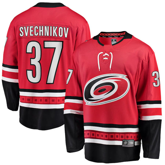C.Hurricanes #37 Andrei Svechnikov Player Fanatics Alternate Breakaway Red Hockey Jerseys