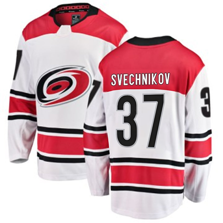 C.Hurricanes #37 Andrei Svechnikov Player Fanatics White Away Breakaway Hockey Jerseys