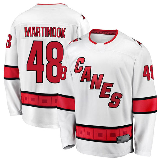 C.Hurricanes #48 Jordan Martinook Player Fanatics Away Premium White Hockey Jerseys