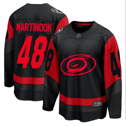 C.Hurricanes #48 Jordan Martinook Player Fanatics Black Breakaway Hockey Jerseys