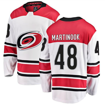 C.Hurricanes #48 Jordan Martinook Player Fanatics White Away Breakaway Hockey Jerseys