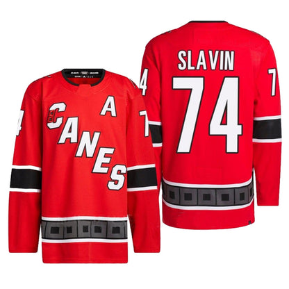 C.Hurricanes #74 Jaccob Slavin Player Fanatics Red Special Edition 2.0 Breakaway Hockey Jerseys