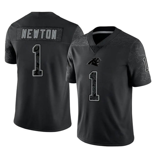 C.Panthers #1 Cam Newton Player Black REFLECTIVE Limited Football Jerseys