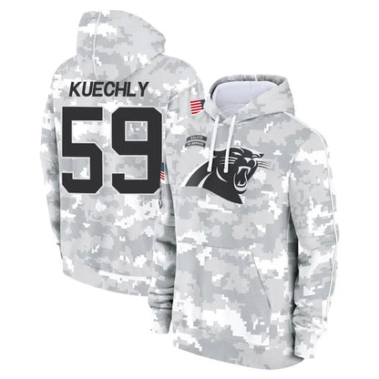 C.Panthers #59 Luke Kuechly Player Arctic Camo Salute to Service Hoodies Football Jerseys