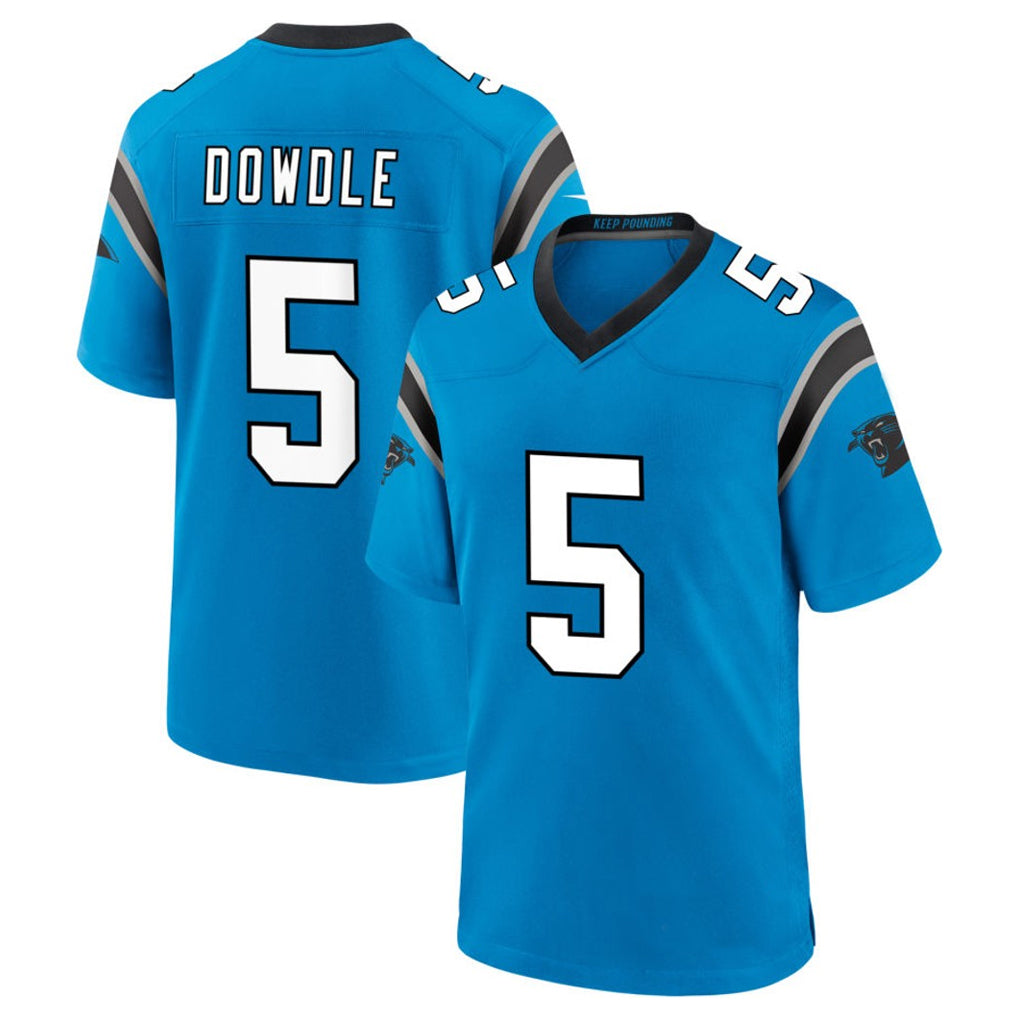 C.Panthers #5 Rico Dowdle Player Blue Home Game Football Jerseys