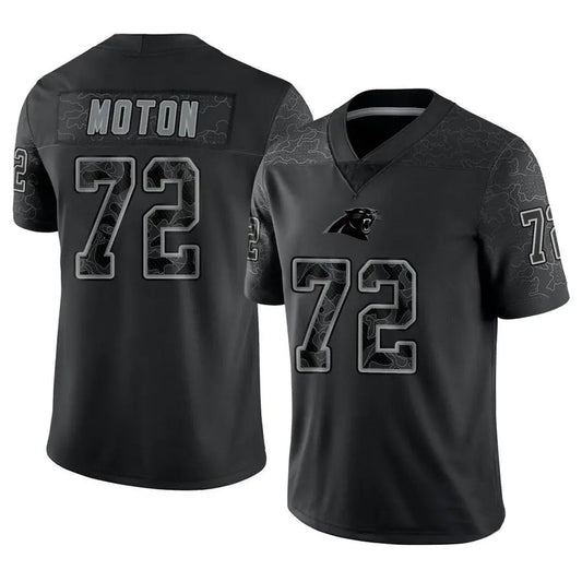 C.Panthers #72 Taylor Moton Player Black REFLECTIVE Limited Football Jerseys