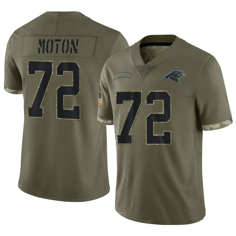 C.Panthers #72 Taylor Moton Player Salute To Service Olive Football Jerseys
