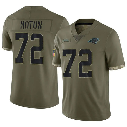 C.Panthers #72 Taylor Moton Player Salute To Service Olive Football Jerseys