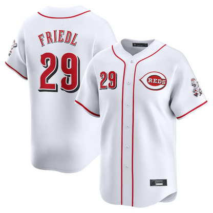 C.Reds #29 TJ Friedl Player White Home Limited Elite Baseball Jerseys