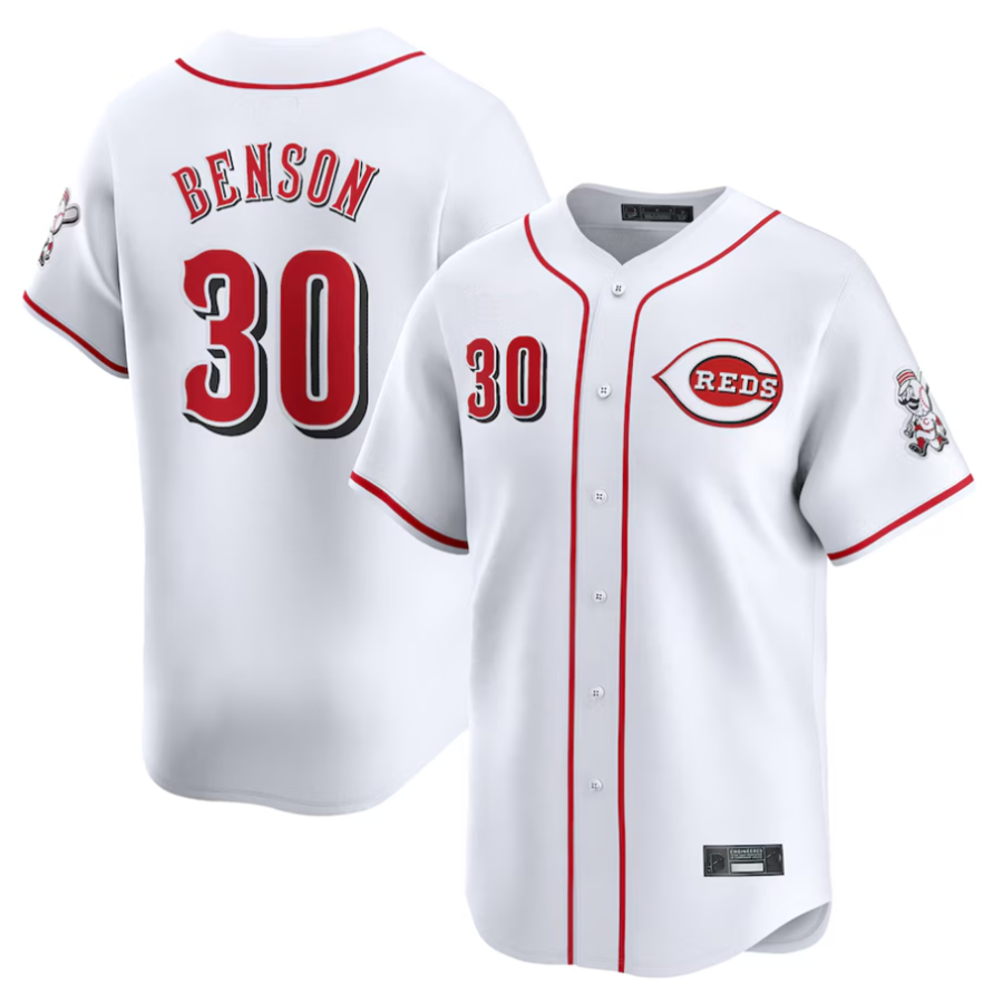 C.Reds #30 Will Benson Player White Home Limited Elite Baseball Jerseys