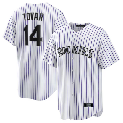 C.Rockies #14 Ezequiel Tovar Player White Home Replica Baseball Jerseys
