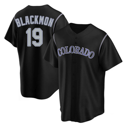 C.Rockies #19 Charlie Blackmon Player Black Home Replica Game Baseball Jerseys