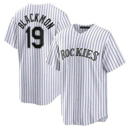 C.Rockies #19 Charlie Blackmon Player White Home Replica Game Baseball Jerseys