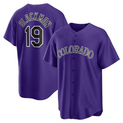 C.Rockies #19 Charlie Blackmon Purple Player Alternate Replica Game Baseball Jerseys