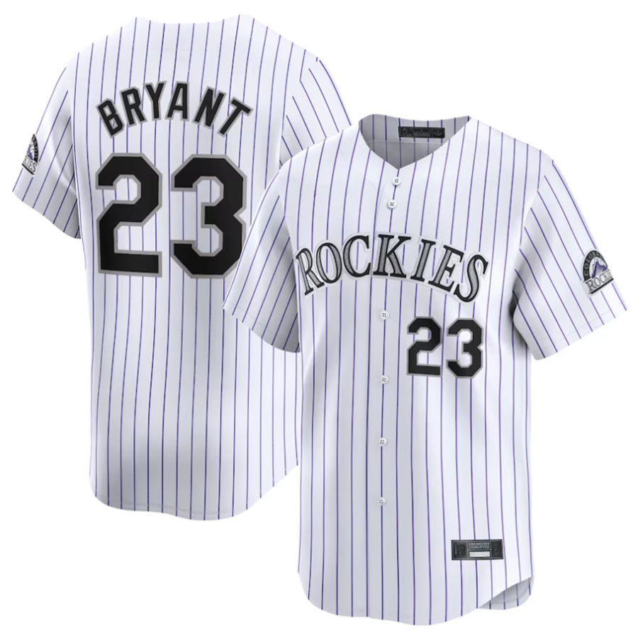 C.Rockies #23 Kris Bryant Player White Home Limited Elite Baseball Jerseys