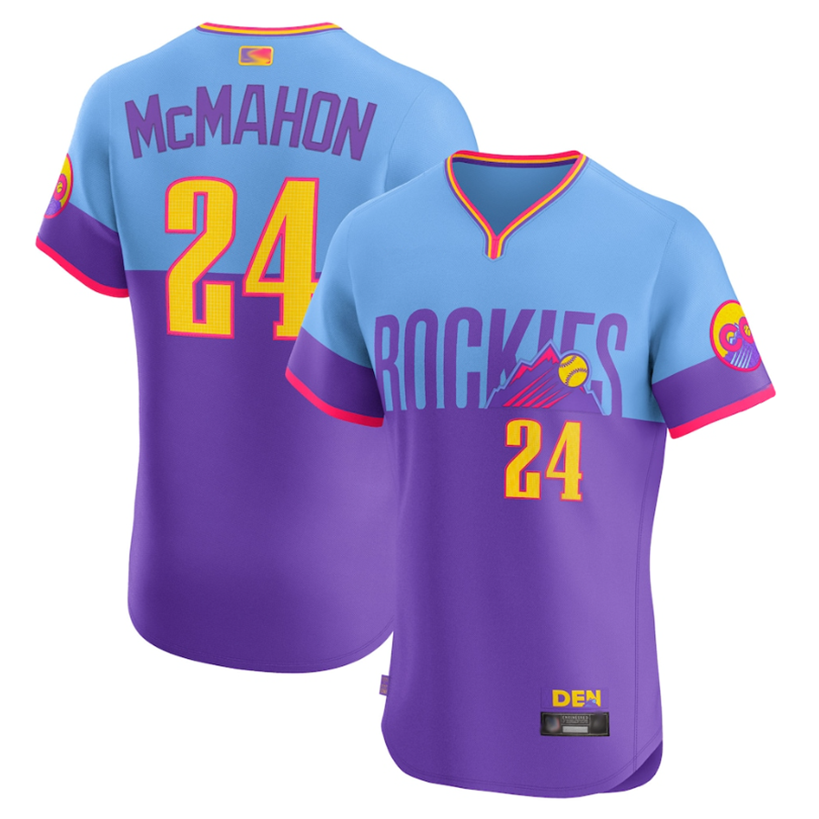 C.Rockies #24 Ryan McMahon Player Purple-Light Blue City Connect Elite Baseball Jerseys