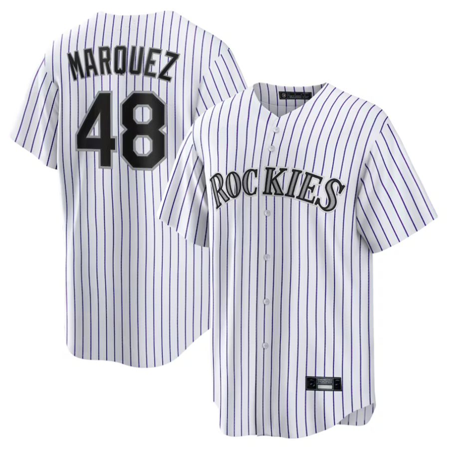 C.Rockies #48 German Marquez Player White Home Replica Game Baseball Jerseys