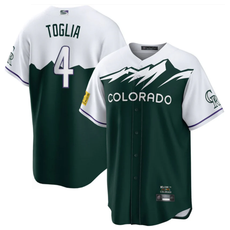 C.Rockies #4 Michael Toglia Player White-Green Home Replica Baseball Jerseys