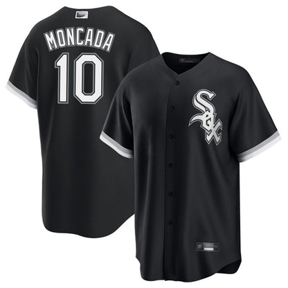 C.White Sox #10 Yoan Moncada Player Black Replica Baseball Jerseys