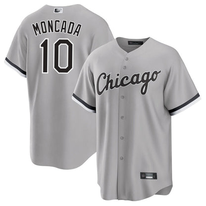 C.White Sox #10 Yoan Moncada Player Gray Road Replica Baseball Jerseys