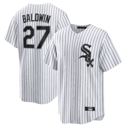 C.White Sox #27 Brooks Baldwin Player White Home Replica Baseball Jerseys
