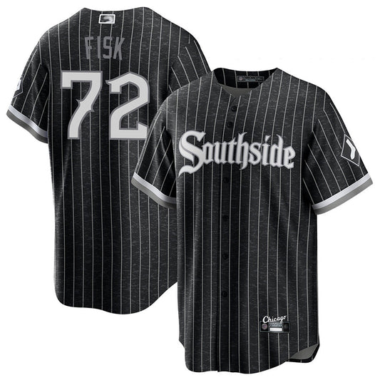 C.White Sox #72 Carlton Fisk Player City Connect Black Replica Baseball Jerseys