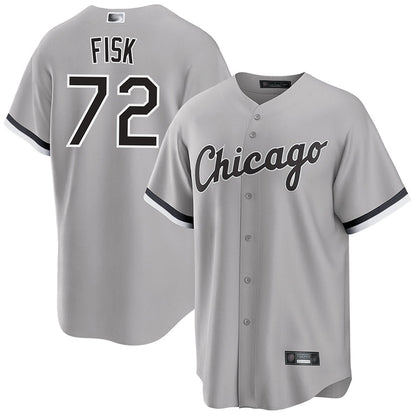 C.White Sox #72 Carlton Fisk Player Gray Road Home Replica Baseball Jerseys