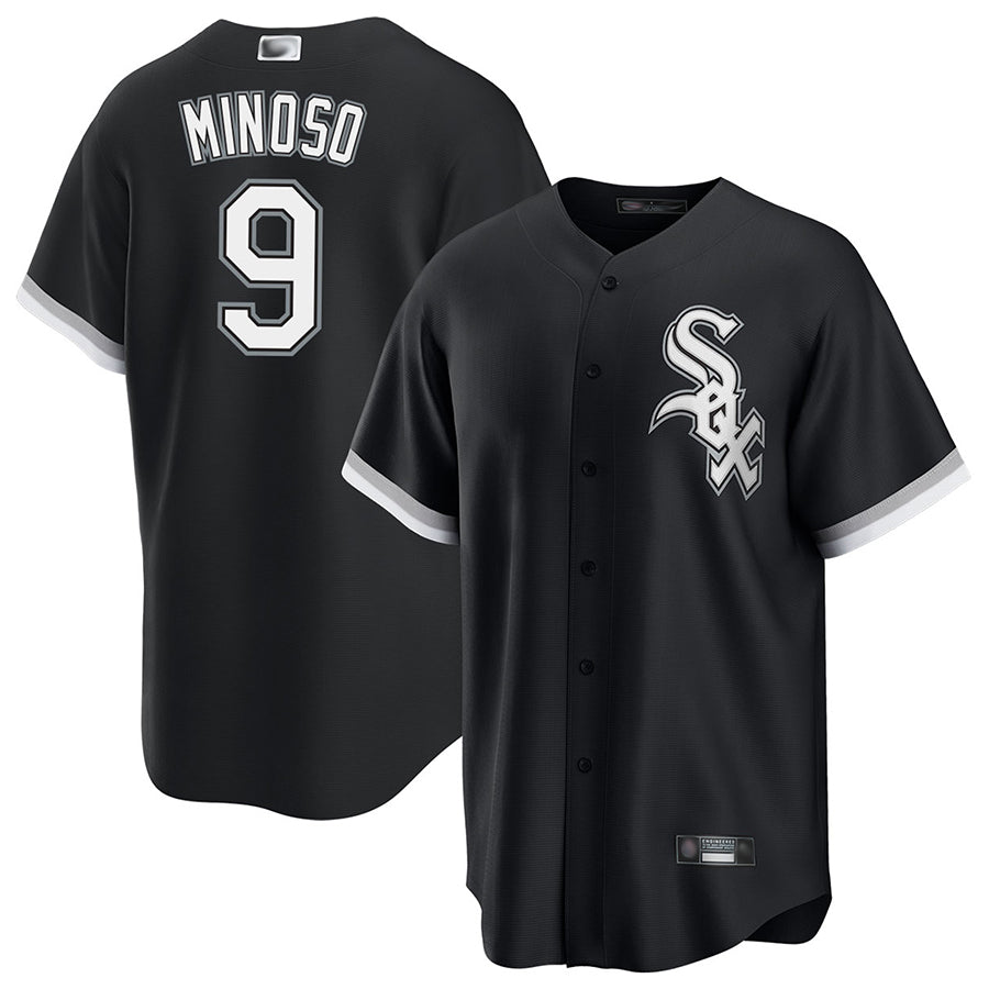 C.White Sox #9 Minnie Minoso Player Black Home Replica Baseball Jerseys